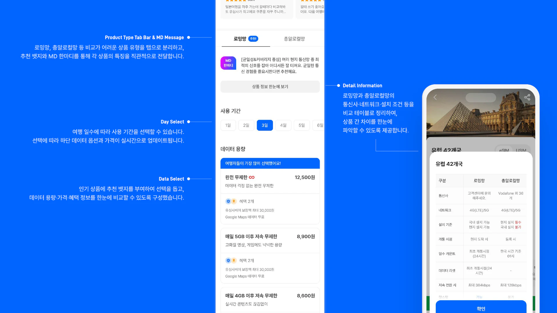 유심사 상품 옵션 UI 상세